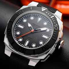 Alpina Seastrong Diver Extreme Automatik Edelstahl 39mm schwarzes Zifferblatt schwarzes Kautschukband Special Edition – Herrenuhren Uhr ohne Datum aus Edelstahl und Kautschuk. Das Gehäuse ist rund und silber. Das Kautschuk / Kunststoff / Silikon Armband ist schwarz. Das Zifferblatt ist ein Index in schwarz. – Ansicht 4