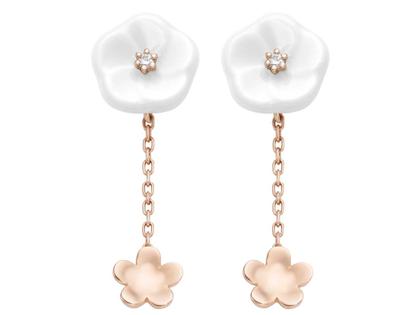 Meissen Blossom Blütenohrhänger Roségold mit Brillanten – Ohrschmuck Ohrhänger aus 750 Rotgold, Porzellan und und .