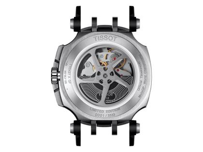 Tissot T-Race MotoGP                2022 Chronograph  Limited Edition Automatik schwarz PVD – Herrenuhren Chronograph aus Edelstahl und PVD beschichtet. Das Gehäuse ist rund und silber. Das Lederarmband ist schwarz. Das Zifferblatt ist arabisch und schwarz. – Ansicht 2