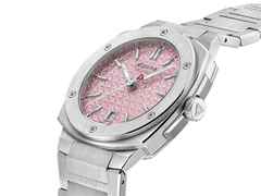 Alpina Alpiner Extreme Quartz Edelstahl 34mm rosafarbenes Zifferblatt Metallband – Damenuhren Uhr mit Datum aus Edelstahl und Kautschuk. Das Gehäuse ist rund und silber. Das Edelstahlarmband ist silber. Das Zifferblatt ist ein Index in rosa. – Ansicht 2