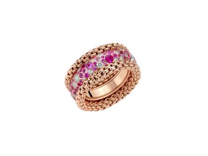 Fope Bubble Rings Ring Roségold poliert mit Saphiren und Brillanten 0,710ct – Ringe Ring mit Besatz aus 750 Rotgold.