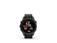 Garmin epix Pro Sapphire Titan carbongrau beschichtet 42 mm Kautschukband schwarz – Herrenuhren Uhr Multifunktion aus DLC beschichtet, Kautschuk und Titan. Das Gehäuse ist rund und schwarz. Das Kautschuk / Kunststoff / Silikon Armband ist schwarz. Das Zifferblatt ist digital und schwarz. – Ansicht 3