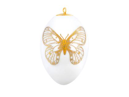 Meissen Osterei aus Porzellan mit Motiv Schmetterling Gold – Porzellanwaren Porzellandekoration in weiß und aus Porzellan.