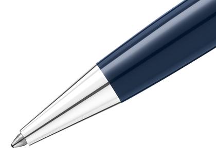 Montblanc The Origin Collection Doué Midsize Kugelschreiber dunkelblaues Edelharz platinumbeschichtet – Schreibgeräte Kugelschreiber in blau und aus Edelharz und platiniert. – Ansicht 2