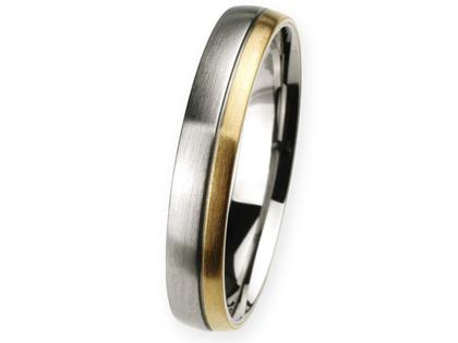 Ernstes Design Ring Nr. 306 R109V – Ringe Trauring aus 750 Gelbgold, Edelstahl und und .