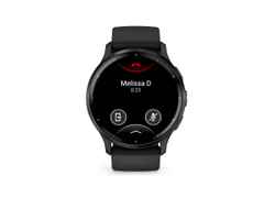 Garmin Venu 3 faserverstärktes Polymer Schiefergrau 45mm schwarzes Kautschukband – Herrenuhren Uhr Multifunktion aus Edelstahl, Kautschuk, Kunststoff und PVD beschichtet. Das Gehäuse ist rund und anthrazit. Das Kautschuk / Kunststoff / Silikon Armband ist schwarz. Das Zifferblatt ist digital und schwarz. – Ansicht 2