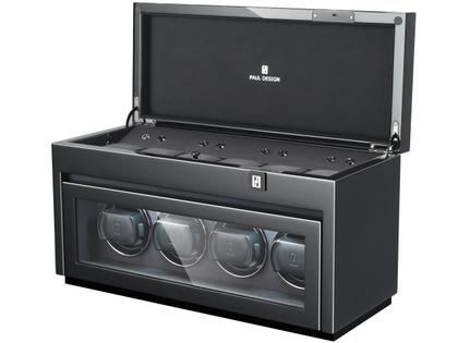 Paul Design Gentlemen  4+6 Uhrenbeweger Black Highgloss – Uhrenbeweger Uhrenbeweger für mehrere Uhren aus Holz. – Ansicht 3