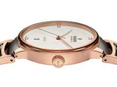 Rado Centrix Diamonds Automatik Edelstahl Roségold-PVD 39,5mm weißes Zifferblatt mit Brillanten Metallband – Herrenuhren Uhr mit Datum aus Edelstahl, Keramik und PVD beschichtet. Das Gehäuse ist rund und roségold. Das Keramikarmband ist grau. Das Zifferblatt ist ein Index in weiß. – Ansicht 3
