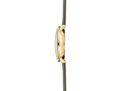Sternglas Naos XS Edition Flora Quarz Edelstahl PVD-Gelbgold 33mm grünes Zifferblatt grünes Lederband – Damenuhren Uhr mit Datum aus Edelstahl und PVD beschichtet. Das Gehäuse ist rund und gelbgold. Das Lederarmband ist grün. Das Zifferblatt ist ein Index in grün. – Ansicht 3