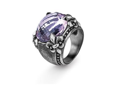 Drachenfels Design Lilienkönigin Lilienring groß Vintage Amethyst – Ringe Ring aus 925 Silber.
