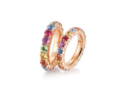Ringe Ring mit Besatz aus 750 Rotgold.