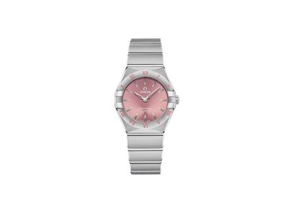 Damenuhren Uhr ohne Datum aus Edelstahl. Das Gehäuse ist rund und silber. Das Edelstahlarmband ist silber. Das Zifferblatt ist ein Index in rosa.