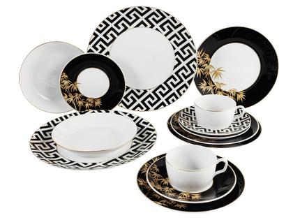 Meissen Cosmopolitan "Golden Bamboo" Geschirr-Set Porzellan mit Golddekor – Porzellanwaren Tafelporzellan in weiß und aus Porzellan.