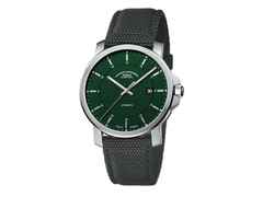 Mühle Glashütte 29er Casual Edition 30 Jahre Deutsche Einheit Automatik Edelstahl 42,4mm grünes Zifferblatt braunes Lederband – Herrenuhren Uhr mit Datum aus Edelstahl und Leder. Das Gehäuse ist rund und silber. Das Lederarmband ist braun. Das Zifferblatt ist ein Index in grün. – Ansicht 3