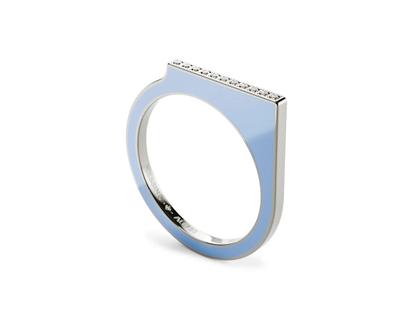 Niessing Setario Square Ring Fine Gray mit hell-dunkelblauer Emaille und Brillanten – Ringe Ring aus 750 Weißgold, Emaille und und .
