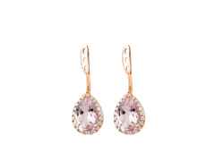 Capolavoro Espressivo Jennifer Einhänger Roségold mit rosanem Morganit und Brillanten 0,180ct – Ohrschmuck Ohrstecker aus 750 Rotgold.