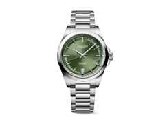 Longines Conquest Automatik Edelstahl 38mm grünes Zifferblatt Metallband – Herrenuhren Uhr mit Datum aus Edelstahl. Das Gehäuse ist rund und silber. Das Edelstahlarmband ist silber. Das Zifferblatt ist ein Index in grün.