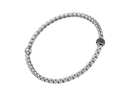 Fope Eka Tiny Flex'It Armband Pave mit Brillanten Weißgold Weite M – Armschmuck Armband aus 750 Weißgold.