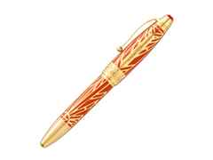 Montblanc The Origin Collection Solitaire LeGrand Füllfederhalter M korallfarbenes Edelharz vergoldet – Schreibgeräte Füllfederhalter in rot und aus 750 Gelbgold, Edelharz und vergoldet. – Ansicht 4