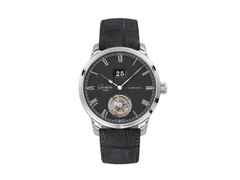 Glashütte Original Senator Tourbillon Automatik Weißgold 42mm schwarzes Zifferblatt graues Lederband – Herrenuhren Uhr mit Datum aus 750 Weißgold. Das Gehäuse ist rund und silber. Das Lederarmband Kroko / Alligator ist grau. Das Zifferblatt ist römisch und grau.