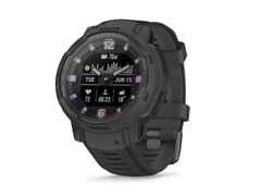 Garmin Instinct Crossover Solar faserverstärktes Polymer schiefergrau 45 mm Kautschukband schiefergrau – Herrenuhren Uhr Multifunktion aus Kautschuk und Kunststoff. Das Gehäuse ist rund und grau. Das Kautschuk / Kunststoff / Silikon Armband ist grau. Das Zifferblatt ist analog digital und schwarz. – Ansicht 2