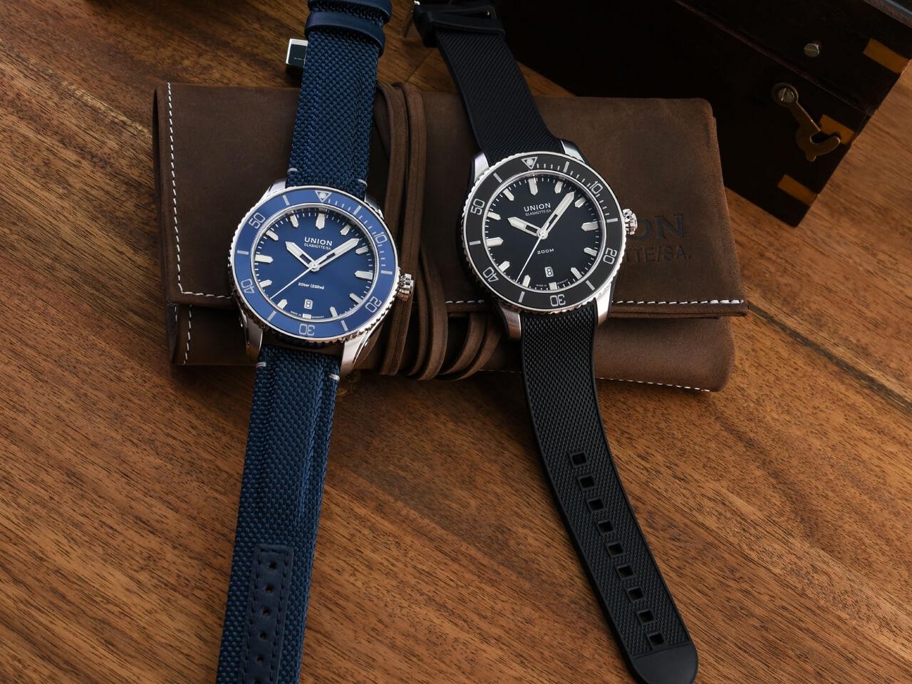 Union Glashütte Belisar  Datum Sport Automatik Edelstahl 45mm blaues Zifferblatt Metallband – Herrenuhren Uhr mit Datum aus Edelstahl. Das Gehäuse ist rund und silber. Das Edelstahlarmband ist silber. Das Zifferblatt ist ein Index in blau. – Ansicht 4