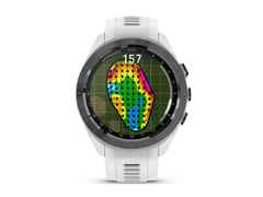 Garmin Approach S70 Smartwatch Kunststoff 42mm digitale Anzeige weißes Silikonband – Herrenuhren Uhr Multifunktion aus Keramik und Kunststoff. Das Gehäuse ist rund und grau. Das Kautschuk / Kunststoff / Silikon Armband ist weiß. Das Zifferblatt ist digital und schwarz. – Ansicht 2