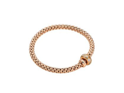 Fope Solo Flex'It Armband Roségold mit braunen und weißen Brillanten 1,21ct M flexibel – Armschmuck Armband aus 750 Rotgold.