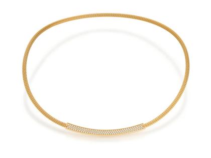 Jörg Heinz Infinity Flex Collier "Pavé" Strumpfgeflecht Gelbgold 42cm mit Brillanten 0,565ct – Halsschmuck Collier aus 750 Gelbgold.
