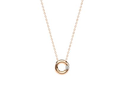 Niessing Spannring Kette mit Anhänger Classic Red 45cm mit Brillant 0,050ct – Halsschmuck Kette mit Anhänger aus 750 Rotgold.