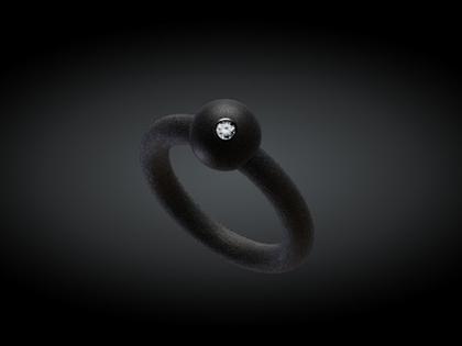 André Ribeiro Ring Kautschuk Kugel mit Brillant 0,02 – Ringe Ring mit Besatz aus 750 Weißgold, Kautschuk und und .