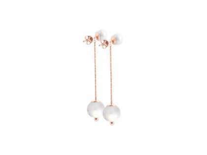 Meissen Pearl Collection  Ohrhänger Roségold mit weißen Porzellankugeln 8mm und 12mm aus Meissener Porzellan® 50 mm – Ohrschmuck Ohrhänger aus 750 Rotgold, Porzellan und und . – Ansicht 2