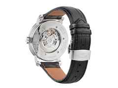Mühle Glashütte Teutonia II Tag/Datum Automatik Edelstahl 41mm silbernes Zifferblatt schwarzes Lederband – Herrenuhren Uhr mit Datum aus Edelstahl und Leder. Das Armband ist ein Lederarmband Kroko / Alligator. Der Zifferblatt ist ein Index. – Ansicht 2