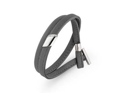 Henrich & Denzel Loop Platin  Lederarmband mit Brillanten 0,04 ct Anthrazit – Armschmuck Armband aus 950 Platin, Leder und und .