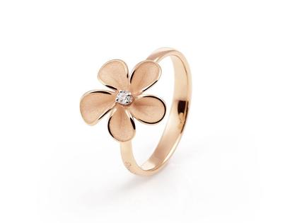 Cammilli Firenze Cherry Bloom Ring Orange Apricot mit Brillant 0,030ct – Ringe Ring mit Besatz aus 750 Rotgold.