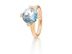 Capolavoro Capriccio Ring Roségold Sky Blue Topas 10 mm – Ringe Ring mit Besatz aus 750 Rotgold.