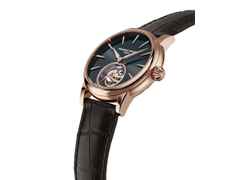 Frederique Constant Classic Tourbillon Manufacture Limited Edition Automatik Roségold 39mm dunkles Zifferblatt braunes Lederband – Herrenuhren Uhr ohne Datum aus 750 Rotgold. Das Gehäuse ist rund und roségold. Das Lederarmband Kroko / Alligator ist braun. Das Zifferblatt ist ein Index in grau. – Ansicht 3