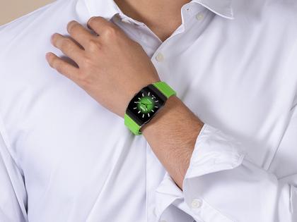 Rado Anatom Automatik Keramik 32,5mm schwarz-grünes Zifferblatt grünes Kautschukband – Damenuhren Uhr mit Datum aus Edelstahl, Kautschuk, Keramik und PVD beschichtet. Das Gehäuse ist rechteckig und schwarz. Das Kautschuk / Kunststoff / Silikon Armband ist grün. Das Zifferblatt ist ein Index in grün. – Ansicht 7
