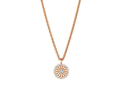Jörg Heinz Swing Boho Kette mit Anhänger XS Rotgold 42cm mit Brillanten 0,160ct – Halsschmuck Kette mit Anhänger aus 750 Gelbgold.