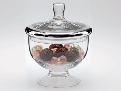 Sonja Quandt Dose Pralinendose – Silberwaren Silber Glas aus 925 Silber.