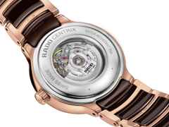 Rado Centrix Diamonds Automatik Edelstahl Roségold-PVD 30,5mm braunes Zifferblatt mit Brillanten Metallband – Damenuhren Uhr mit Datum aus Edelstahl, Keramik und PVD beschichtet. Das Gehäuse ist rund und roségold. Das Keramikarmband ist braun. Das Zifferblatt ist ein Index in braun. – Ansicht 4