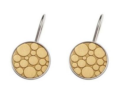 Apero Halbkugel Edelstahl mit Lasergravur – Ohrschmuck Ohrhänger aus Edelstahl und und vergoldet.