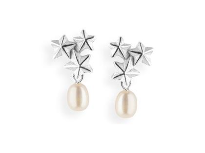 Drachenfels Design Sternenglanz und Schattentanz Ohrstecker Sternenohrstecker  Pampel Süßwasserperle klein Silber – Ohrschmuck Ohrstecker aus 925 Silber.