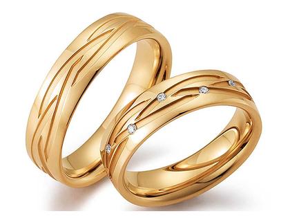 Gerstner Exclusiv Trauring Paar 5 – Ringe Trauring mit Besatz aus 585 Gelbgold.