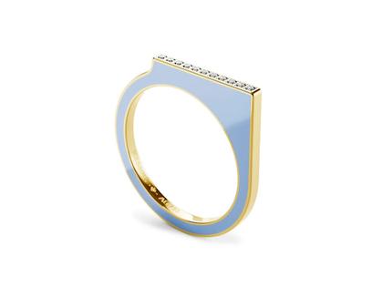 Niessing Setario Square Ring Classic Yellow mit hell-dunkelblauer Emaille und Brillanten – Ringe Ring aus 750 Gelbgold, Emaille und und .