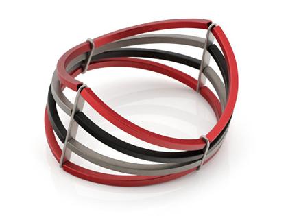 Step by Step Armband Aluminium rot schwarz silber – Armschmuck Armband aus Aluminium, Edelstahl und und .