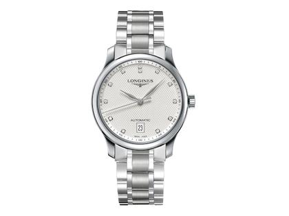 Herrenuhren Uhr mit Datum aus Edelstahl. Das Gehäuse ist rund und silber. Das Edelstahlarmband ist silber. Das Zifferblatt ist ein Index in silber.