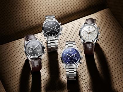 TAG Heuer Carrera Chronograph Automatik Edelstahl 42mm graues Zifferblatt braunes Lederband – Herrenuhren Chronograph aus Edelstahl und Keramik. Das Gehäuse ist rund und silber. Das Lederarmband Kroko / Alligator ist braun. Das Zifferblatt ist ein Index in grau. – Ansicht 5