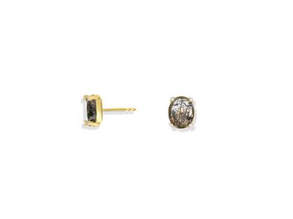 Nanis Ipanema Ohrstecker Gelbgold Rutilquarz dunkel – Ohrschmuck Ohrhänger aus 750 Gelbgold. – Ansicht 2