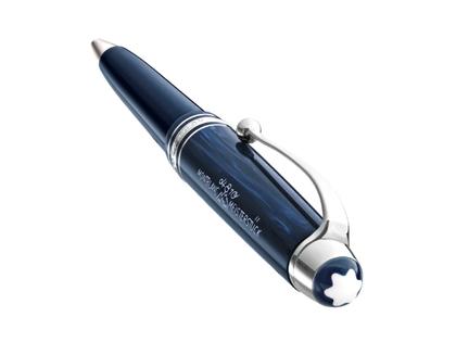 Montblanc The Origin Collection Midsize Kugelschreiber dunkelblaues Edelharz platinumbeschichtet – Schreibgeräte Kugelschreiber in blau und aus Edelharz und platiniert. – Ansicht 3